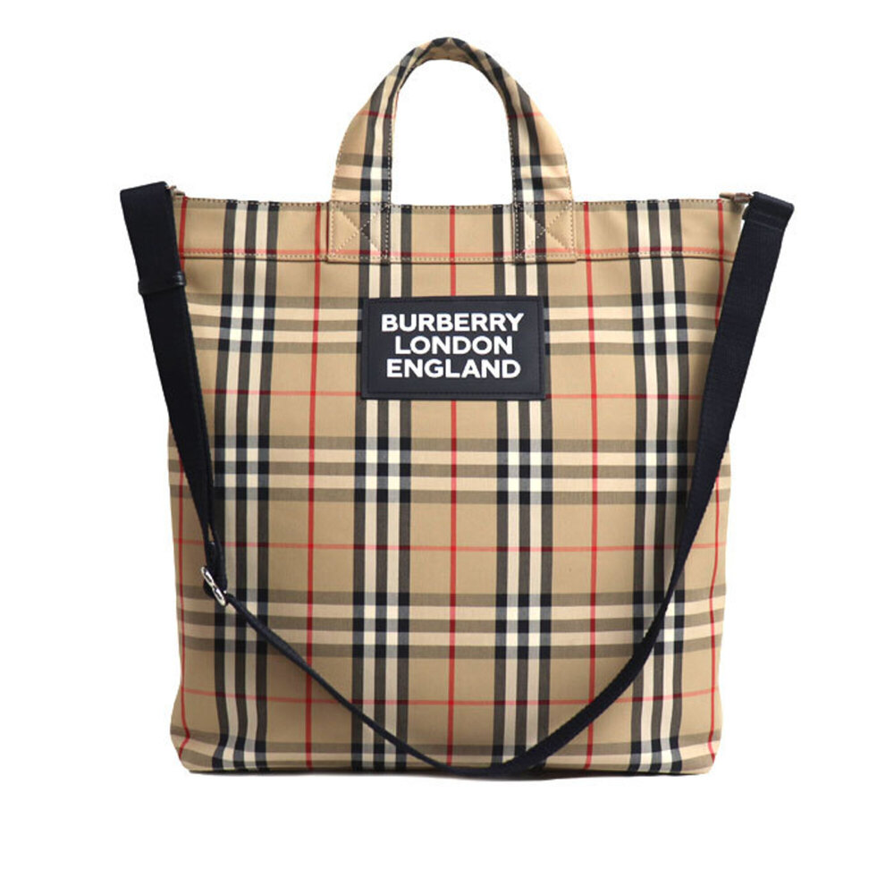 BURBERRY Vintage Check 2-Way Shoulder Bag, Beige, Black, Red, 8017740, Men's ...